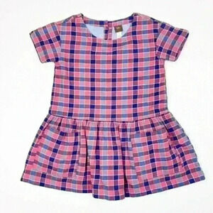 Tea Collection Pink and Blue Plaid Short Sleeve Dress